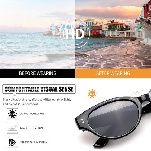 FEISEDY Retro Oval Cat Eye Sunglasses for Women, 90s Small Chic Lightweight Shades Trendy Sunnies, UV400 Protection B0419 in Kuwait