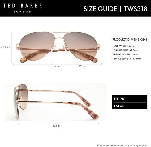 نظارات شمسية نسائية من Ted Baker TWS318، نصف حافة، حماية من الأشعة فوق البنفسجية 400، 57 ملم in Kuwait