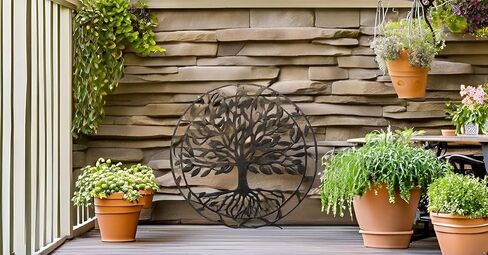 Leutsbyone Decorative Metal Tree of Life Wall Art, Nature-Inspired Indoor Outdoor Decoration,24 inches,Copper in Saudi Arabia