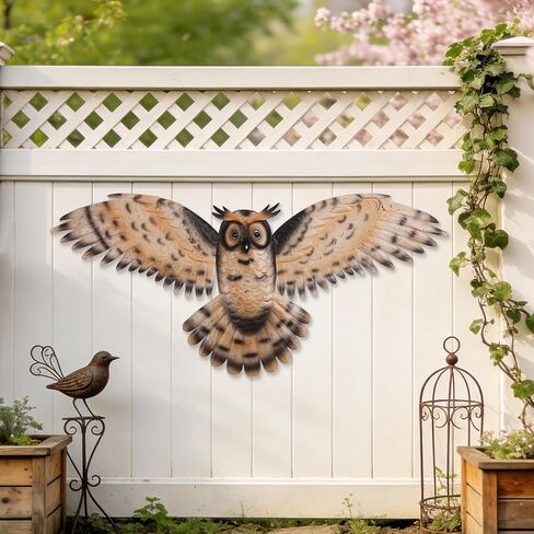JJALIGHTS 37" Large Metal Owl Wall Art Outdoor Indoor Decor - Flying Owl Wall Hangings for Garden Patio Home Bedroom Office Decoration in Saudi Arabia