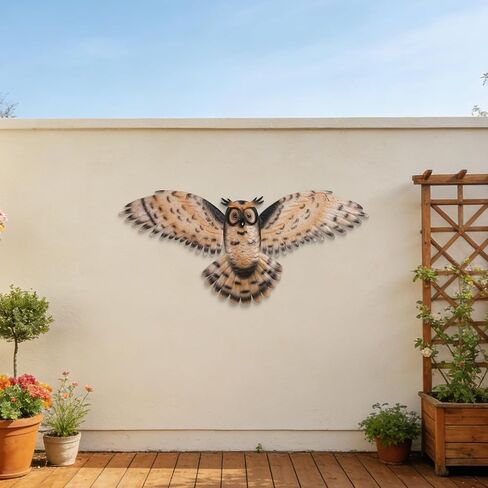 JJALIGHTS 37" Large Metal Owl Wall Art Outdoor Indoor Decor - Flying Owl Wall Hangings for Garden Patio Home Bedroom Office Decoration in Saudi Arabia