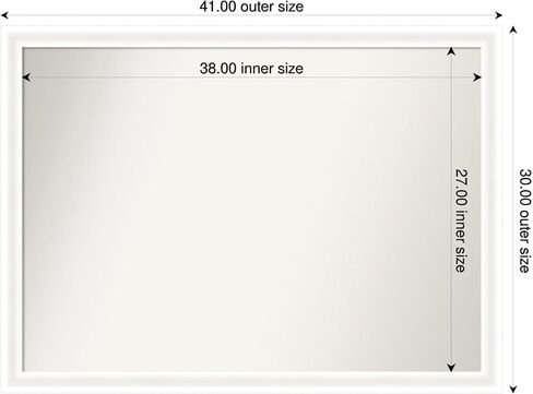Amanti Art White Wall Mirror 30x41 Oliver White Narrow Rectangle Bathroom Mirror for Wall Decor Living Room, X-Large Modern Wood Frame, Hangs Horizonally and Vertically, Bathroom Decor, Non-Beveled in Kuwait