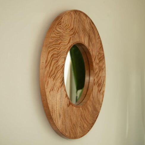 Rosewood,Silver 24'' Ring Mirror, Wall-Mounted Vintage Circle Solid Rosewood Decorative Mirror, Round Suitable for Bathroom, Bedroom, Living Room, Entryway, etc 23.62"x23.62" in Saudi Arabia