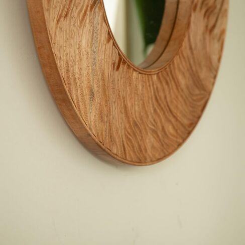 Rosewood,Silver 24'' Ring Mirror, Wall-Mounted Vintage Circle Solid Rosewood Decorative Mirror, Round Suitable for Bathroom, Bedroom, Living Room, Entryway, etc 23.62"x23.62" in Saudi Arabia