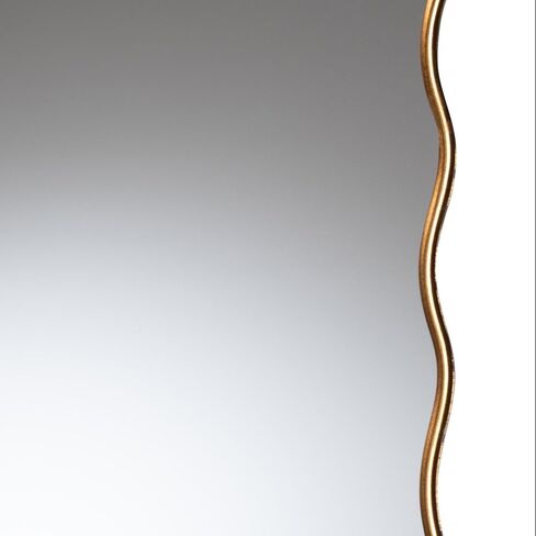 Baxton Studio Cassara Gold Scalloped Rectangular Wall Mirror - Stylish Curved Edge Decorative Accent for Living Room, Bedroom, or Entryway in Saudi Arabia