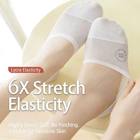 4 Pairs Women's No Show Ultra Low Cut Liner Socks - Ice Feeling, Non-Slip, Invisible, Thin, Shallow Mouth Invisible Boat Socks Breathable in Kuwait