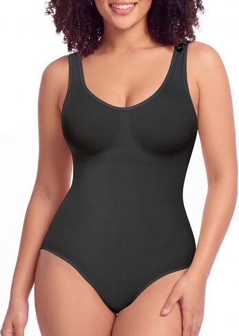 Shapewear Bodysuit for Women Under Dress Tummy Control Waist Snatching Seamless V-Neck Wide Strap Brief in Saudi Arabia
