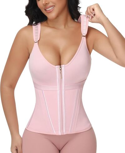 POP CLOSETS Waist Trainer Corset for Women Tummy Control Workout Faja Body Shaper with Zipper and Hooks in Saudi Arabia
