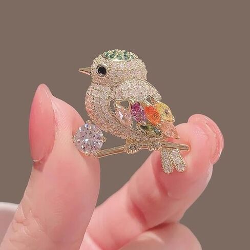 Crystal Bird Brooch Pin for Women Elegant Animal Rhinestone Lapel Pin for Scarf Coat Dress Hat Party Gift Accessory in Kuwait