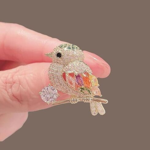 Crystal Bird Brooch Pin for Women Elegant Animal Rhinestone Lapel Pin for Scarf Coat Dress Hat Party Gift Accessory in Kuwait