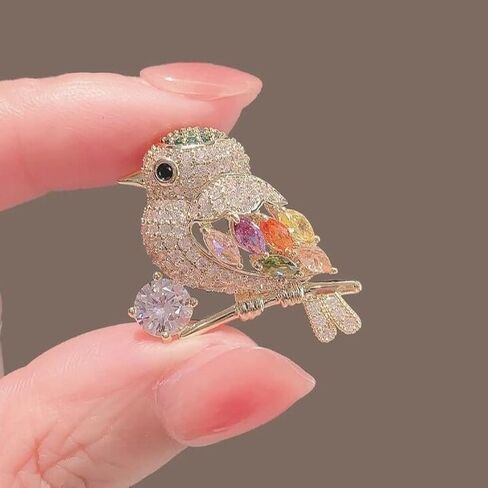 Crystal Bird Brooch Pin for Women Elegant Animal Rhinestone Lapel Pin for Scarf Coat Dress Hat Party Gift Accessory in Kuwait