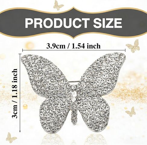 6 Pcs Butterfly Brooch, Butterfly Pins, Rhinestone Lapel Brooches For Women, Full Crystal Silver Clothing Accessory in Saudi Arabia
