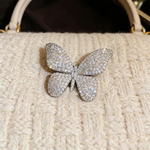 6 Pcs Butterfly Brooch, Butterfly Pins, Rhinestone Lapel Brooches For Women, Full Crystal Silver Clothing Accessory in Saudi Arabia