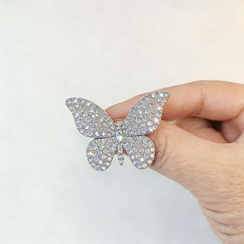 6 Pcs Butterfly Brooch, Butterfly Pins, Rhinestone Lapel Brooches For Women, Full Crystal Silver Clothing Accessory in Saudi Arabia