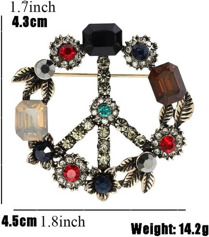 Vintage Crystal Peace Sign Brooch Pin for Jacket Scarf Hat Bag Accessory Gift in Kuwait