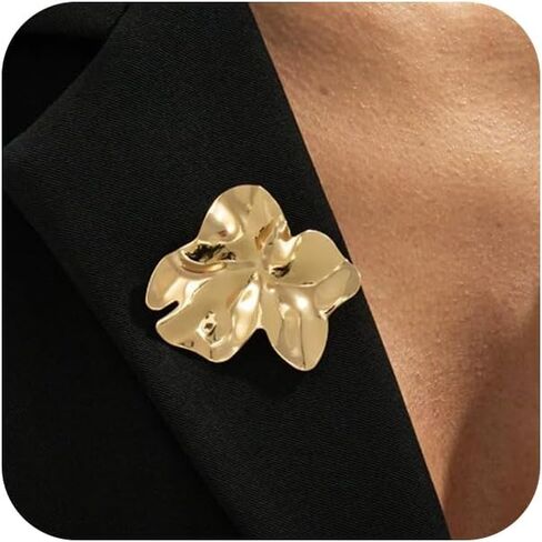 Cute Chunky Gold Silver Pin Brooches for Women Trendy, Dainty Unique Irregular Geometric Liquid Metal Brooch Pins Prom Party Accessories Jewelry Gift in Kuwait