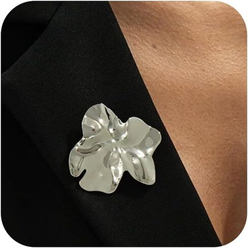 Cute Chunky Gold Silver Pin Brooches for Women Trendy, Dainty Unique Irregular Geometric Liquid Metal Brooch Pins Prom Party Accessories Jewelry Gift in Kuwait
