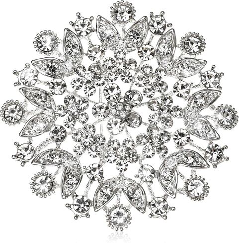 Crystal Flower Rhinestone Brooches for Women Flower Pins for Clothes Decorative Pins Silver Brooch Pin for Women Rhinestone Appliques for Dresses Wedding Bridal Scarf Hat Bag in Kuwait