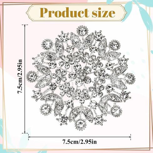 Crystal Flower Rhinestone Brooches for Women Flower Pins for Clothes Decorative Pins Silver Brooch Pin for Women Rhinestone Appliques for Dresses Wedding Bridal Scarf Hat Bag in Kuwait