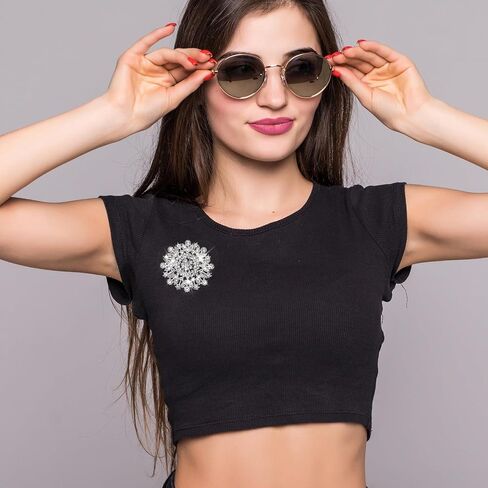 Crystal Flower Rhinestone Brooches for Women Flower Pins for Clothes Decorative Pins Silver Brooch Pin for Women Rhinestone Appliques for Dresses Wedding Bridal Scarf Hat Bag in Kuwait