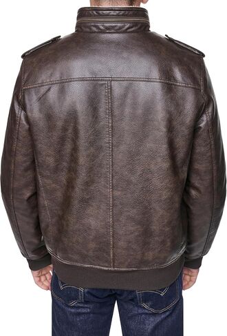 Levi's Men's Vintage Deer Faux Leather Aviator Bomber, Vintage Grainy Brown, Large in Kuwait