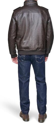 Levi's Men's Vintage Deer Faux Leather Aviator Bomber, Vintage Grainy Brown, Large in Kuwait