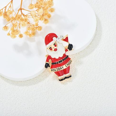 Christmas Wreath/Tree/Snowman/Santa Claus Brooch 18K Gold-plated Merry Christmas Lapel Pin Jewelry Gift for Women in Kuwait