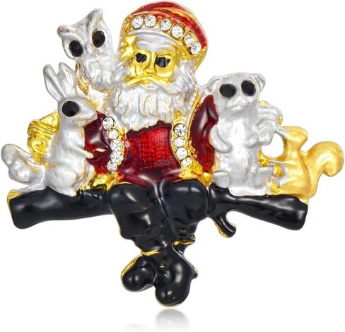 Christmas Wreath/Tree/Snowman/Santa Claus Brooch 18K Gold-plated Merry Christmas Lapel Pin Jewelry Gift for Women in Kuwait