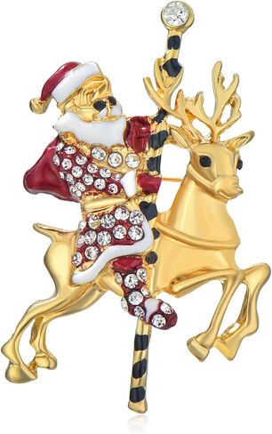 Christmas Wreath/Tree/Snowman/Santa Claus Brooch 18K Gold-plated Merry Christmas Lapel Pin Jewelry Gift for Women in Kuwait