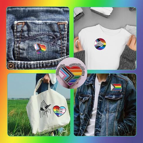 6 Pcs Rainbow Pride Pin, You're Safe with Me Can Be Yourself LGBT Gay Rainbow Flag Ally Enamel Pin, LGBTQ Pride Ally Pin Progress Pride Brooch Badge Pin for Shirt Backpack Hat Pride Month Decoration Jewelry in Saudi Arabia