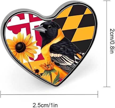 Maryland State Flag Baltimore Oriole Bird Susan Flower Lapel Pin for Men Women Heart Metal Badge Brooch Funny Pins Jewelry in Kuwait