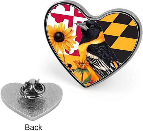 Maryland State Flag Baltimore Oriole Bird Susan Flower Lapel Pin for Men Women Heart Metal Badge Brooch Funny Pins Jewelry in Kuwait