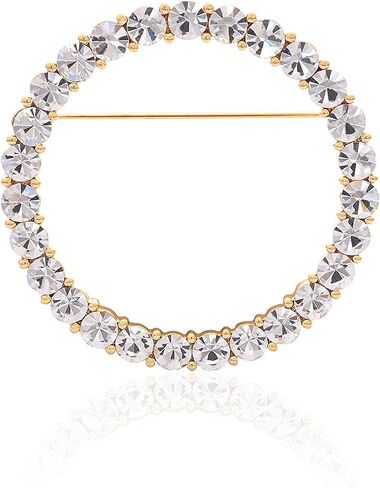 Women's Elegant Zirconia Pearl Gold Open Ring Circle Wreath Brooch Pin Cardigan Scarf Lapel Pin Party Wedding Jewelry in Kuwait