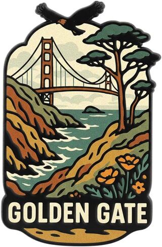 دبوس المينا Real Sic Golden Gate Bridge - دبوس طية صدر السترة للسفر للسترات وحقائب الظهر والقبعات والحقائب - هدية تذكارية لمحبي الهواء الطلق والمغامرة in Kuwait