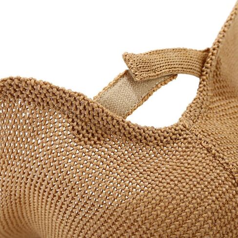 Women's French Crochet Sun Hat Floppy-Brim Straw-Bonnet-Cap Ponytail-Beach-Hats Hook-Loop-Fastener in Kuwait
