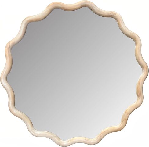 Howard Elliott Collection Pine Ripples Round Mirror Round Brown 24H x 24W x 1D in Kuwait