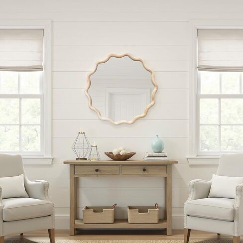 Howard Elliott Collection Pine Ripples Round Mirror Round Brown 24H x 24W x 1D in Kuwait