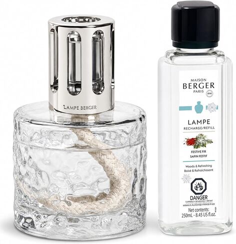 Maison Berger Mirage Lampe Berger Starter Set, Clear, Festive Fir | Decorative Catalytic Lamp, Air Pur System, Includes 250ml Festive Fir Refill, Woody Pine Scent, Flameless, Made in France in Kuwait