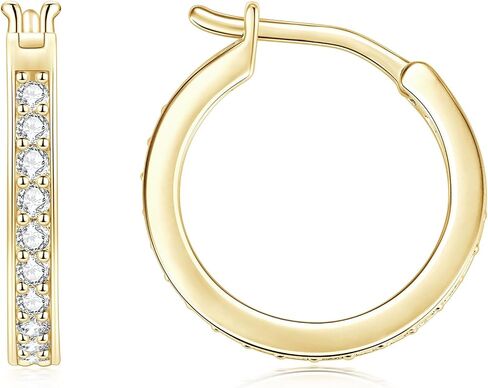Moissanite Hoop Earrings for Women, 0.63CTTW D Color VVS1-Clarity Moissanite, 14K Gold-Plated Exquisite Round Hoop Earrings Gifts for Wife Mom in Saudi Arabia