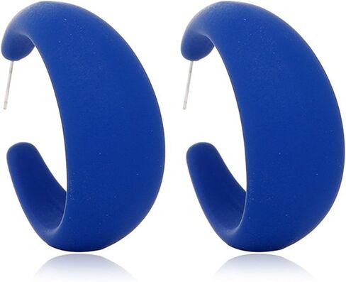 Acrylic Small Round Hoop Earrings for Women Trendy Cute Candy Color Chunky C Shape Open Hoops Earrings Handmade Lightweight 70s 80s Dangle Earrings in Saudi Arabia