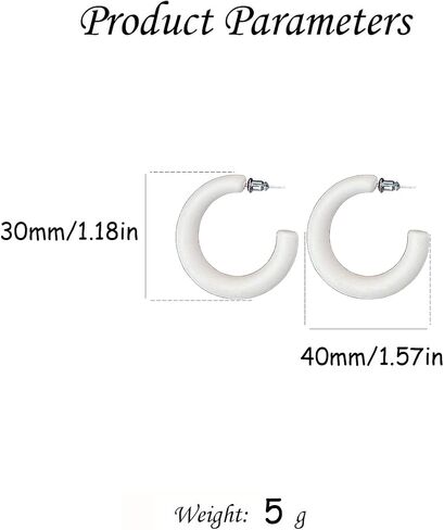 Minimalist Half Huggie Hoop Earrings for Women Acrylic Lightweight Chunky C Shaped Open Hoops Round Tube Stud Earrings Fashion Vintage Y2K Holiday Party Jewelry for Mother in Kuwait