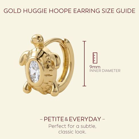 Turtle Earrings for Women Gold Huggie Hoop Cubic Zirconia 14K Small Simple Hypoallergenic Summer Cute Jewelry in Kuwait