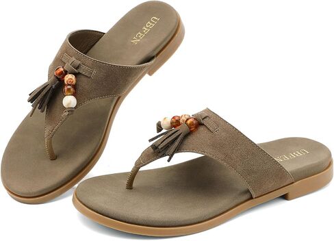 UBFEN Womens Flip Flop Sandals with Arch Support Comfortable Bohomian Thong Sandals with Beading and Tassel for Dressy Vacation Daily Casual Wear in Saudi Arabia
