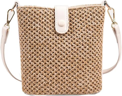 Straw Beach Bags for Women,summer purses for women 2026, Leather Straps Straw Clutch Purse Vacation, Ideal Summer Gift in Saudi Arabia
