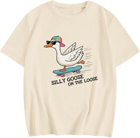 Silly Goose On The Loose Shirt Funny Shirts for Boys Graphic Tees Skateboard Short Sleeve Tshirts Kids Summer Tops in Saudi Arabia