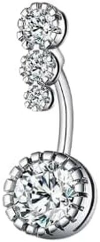 14K White Gold Plated 3CT Round Cut Lab-Created Diamond Women Belly Button Ring 925 Silver in Saudi Arabia