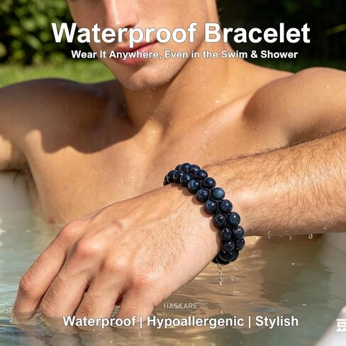 HASKARE Natural Stone Beaded Bracelets for Men Women - Premium Crystal Tiger Eye Tourmaline Lapis Lazuli Energy Beads Bracelet with Durable Clasp, Handmade Jewelry for Stress Relief Balance Protection in Kuwait