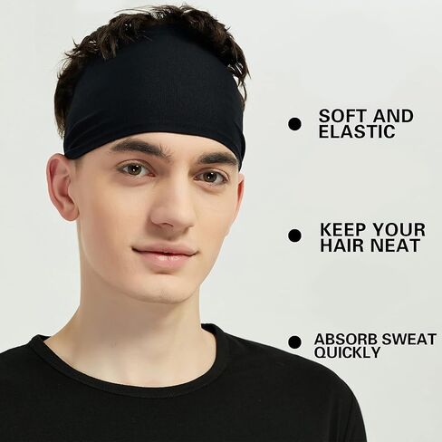 Sports Headbands for Men (5 Pack),Moisture Wicking Workout Headband, Sweatband Headbands for Running,Cycling,Football,Yoga,Hairband for Women and Men in Kuwait