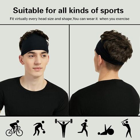 Sports Headbands for Men (5 Pack),Moisture Wicking Workout Headband, Sweatband Headbands for Running,Cycling,Football,Yoga,Hairband for Women and Men in Kuwait