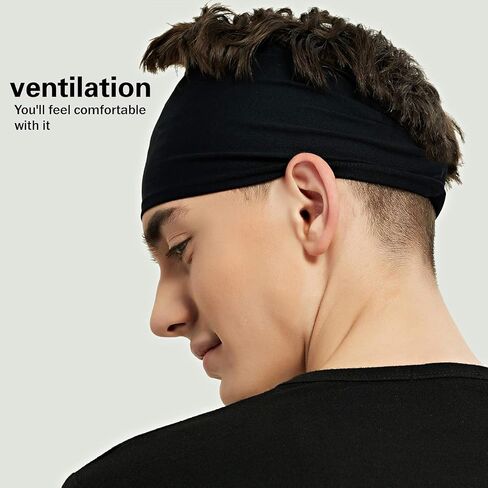 Sports Headbands for Men (5 Pack),Moisture Wicking Workout Headband, Sweatband Headbands for Running,Cycling,Football,Yoga,Hairband for Women and Men in Kuwait